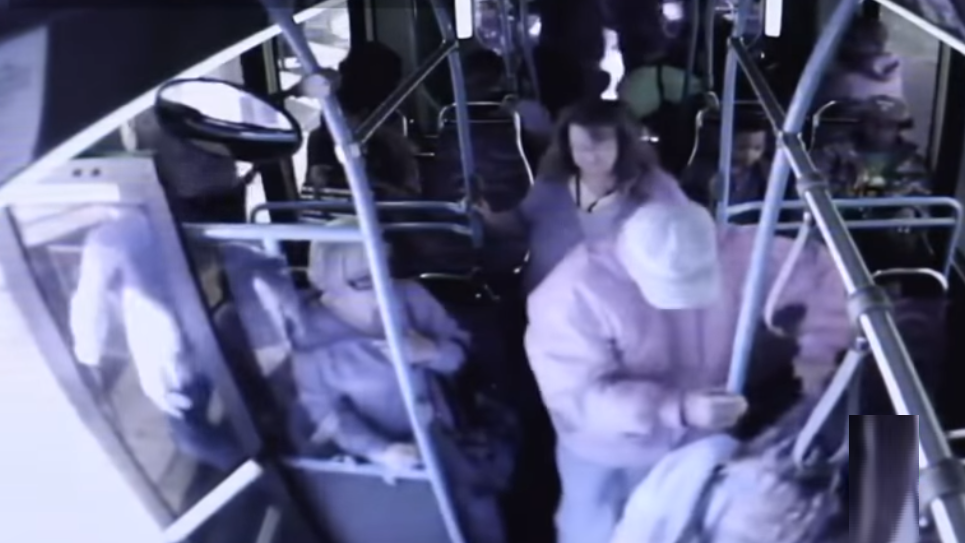 بالفيديو  ..   لقطات بشعة للحظة دفع امرأة رجلا مسنا من حافلة ما تسبب في مقتله 