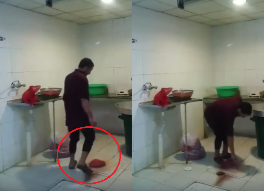 بالفيديو  ..  مشهد صادم في مطعم لعامل يدوس اللّحم بقدميه قبل تقديمه للزبائن!