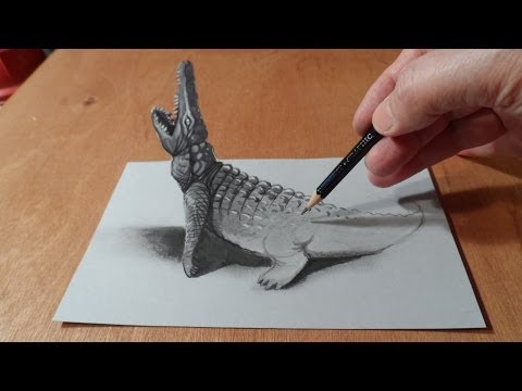 بالفيديو .. تعلم رسم ”تمساح”حقيقى على مكتبك