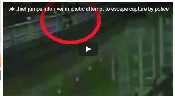 بالفيديو: لص يقفز في النهر للهرب من الشرطة