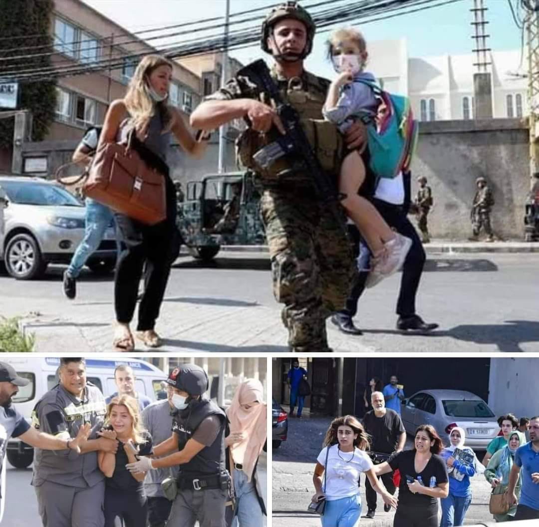 شاهدوا فيديوهات جديدة مرعبة من أحداث اشتباكات بيروت  ..  قنص حامل قذيفة "آر بي جي" وحالة من الهلع