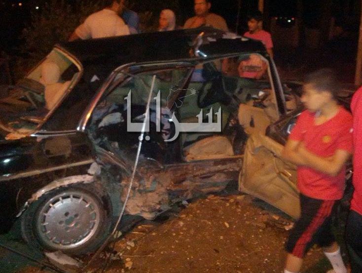 بالصور  ..  "3" أصابات اثر حادث سير في بلدة كفرسوم شمال اربد 
