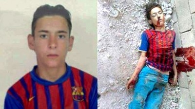 صورة  ..  مقتل طفل سوري "عاشق برشلونة" يشعل مواقع التواصل