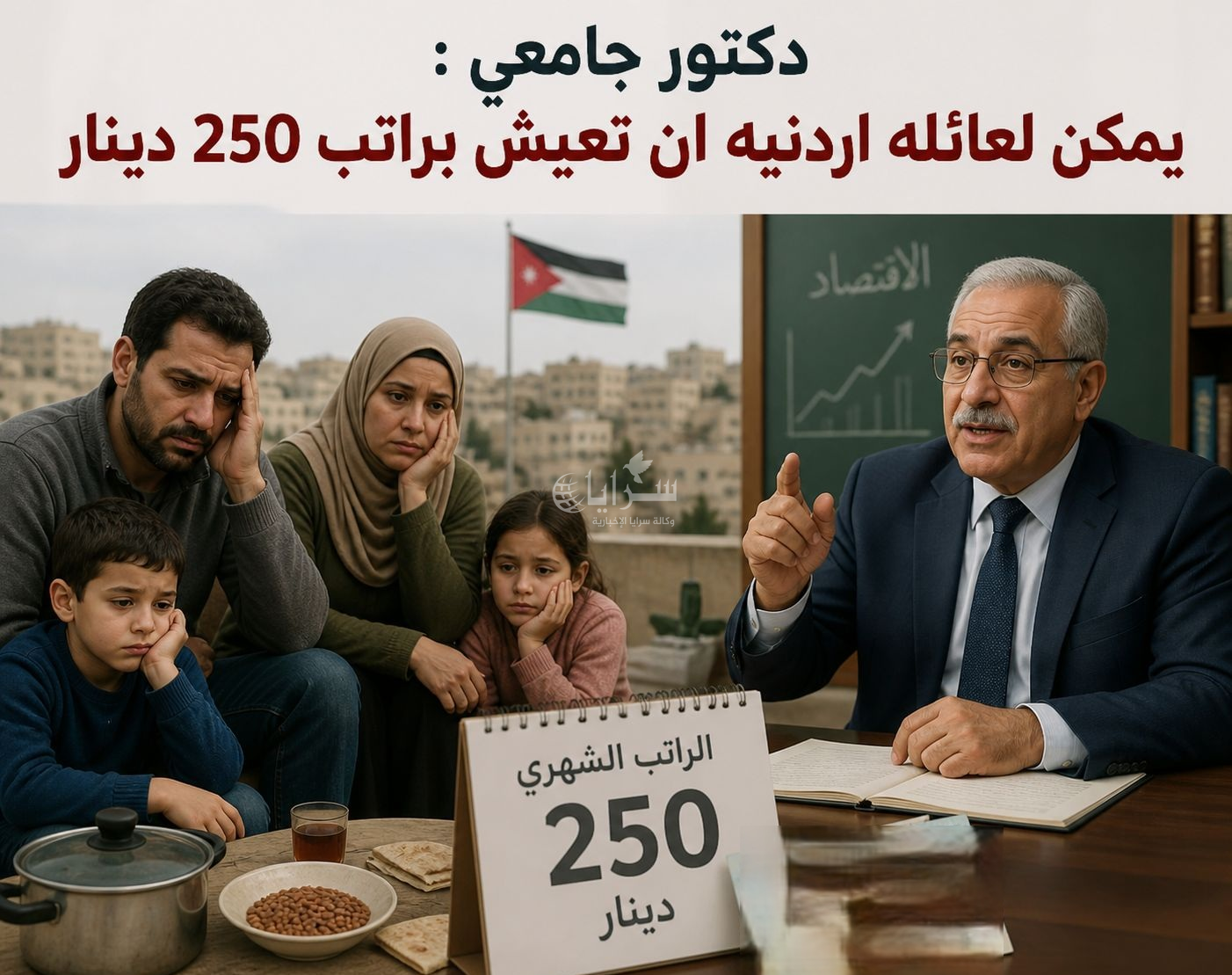 أستاذ جامعي: "يمكن لعائلة أردنية أن تعيش بـ250 ديناراً شهرياً"