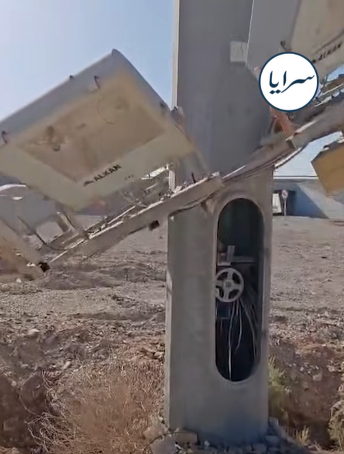 قصه بواسطة صاروخ ..  الأمن يضبط شخص خلال محاولة سرقة عمود كهرباء على طريق الأزرق الدولي  ..  فيديو 