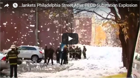 بالفيديو: الرغوة تغطي حياً بأكمله بسبب انفجار مبنى في فيلادلفيا