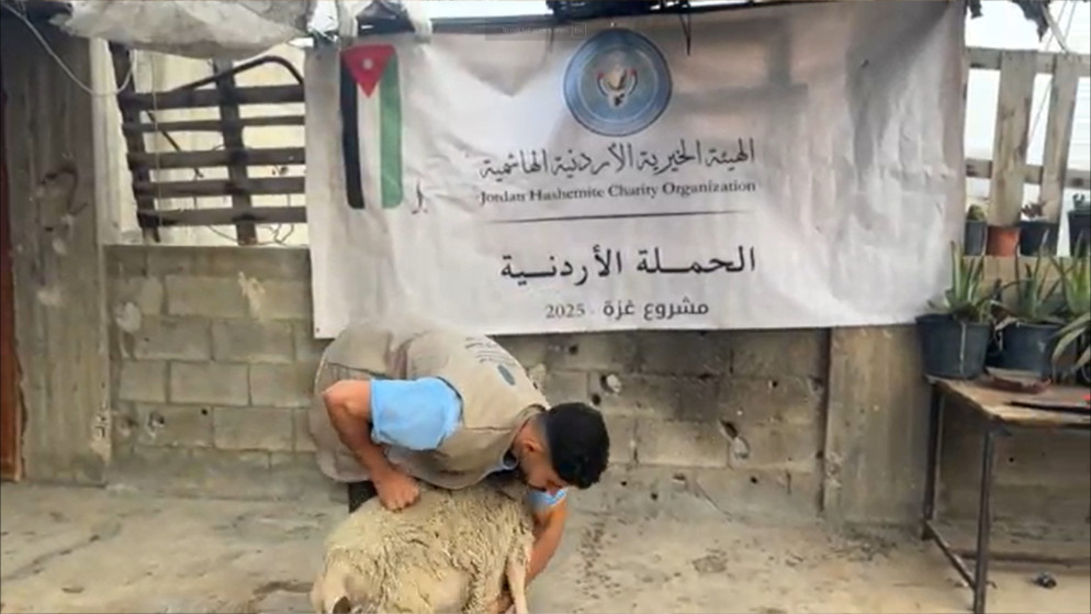 الحملة الأردنية والهيئة الخيرية الهاشمية توزعان لحوم أضاحي في غزة