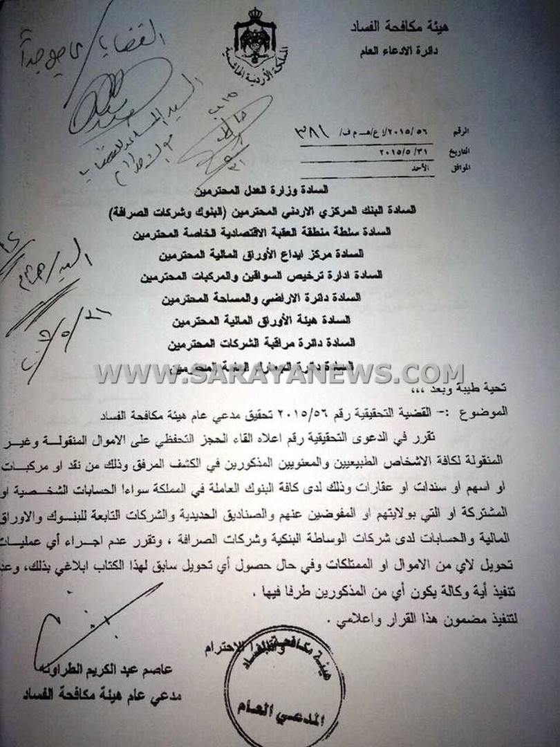 قائمة حجز جديدة لمكافحة الفساد على أموال تجار في البترا  ..  "وثائق"
