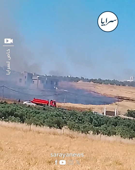 بالفيديو ..  حريق واسع يلتهم محاصيل القمح في المزار والناطفة بإربد