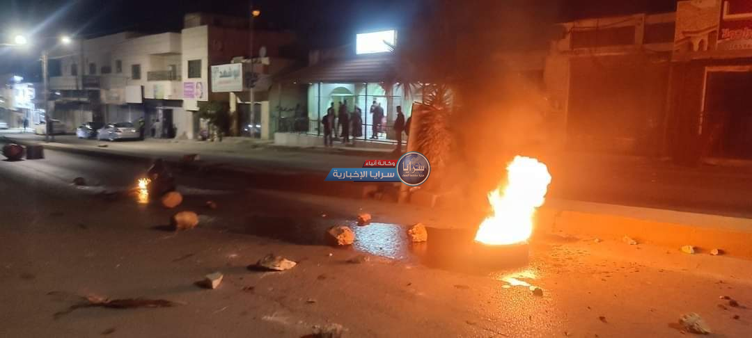 أعمال شغب وحرق إطارات إثر جريمة قتل في منطقة أيدون بمحافظة اربد ..  صور