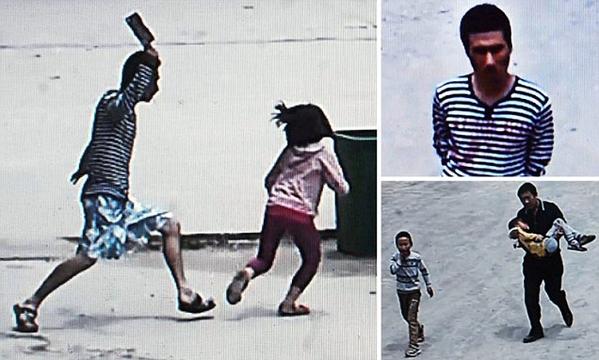 بالصور ..  "مجنون" يهاجم أطفالاً بمدرسة إبتدائية بـ"ساطور"