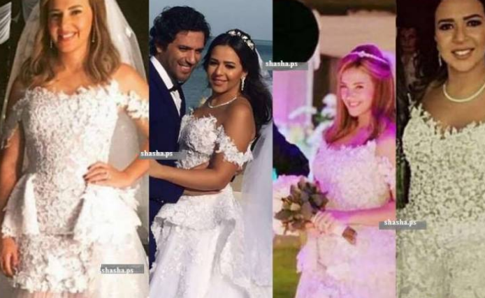 بالصور شاهد حقيقة إرتداء إيمي غانم فستان زفاف شقيقتها في عرسها!