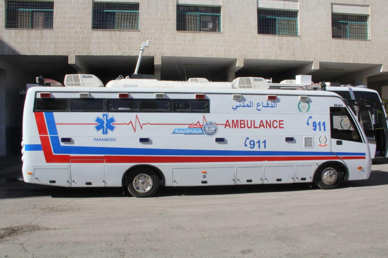 بالصور  ..  ما هي حافلة الدفاع المدني الضخمة التي شوهدت أمام المستشفى الميداني امس؟