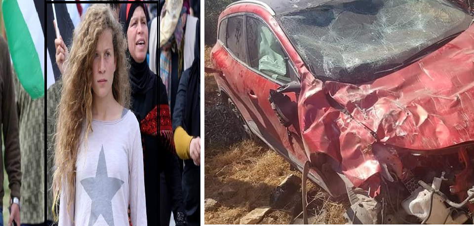 بالصور  ..  عهد التميمي تتعرض لحادث سير مروع برفقة عائلتها 