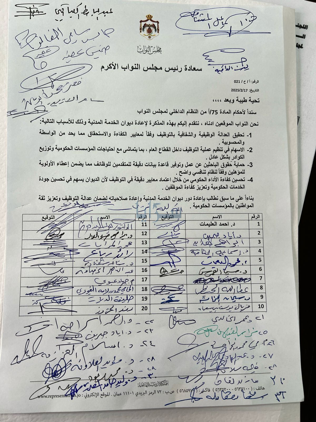 نواب يطالبون بعودة ديوان الخدمة للحد من الواسطة