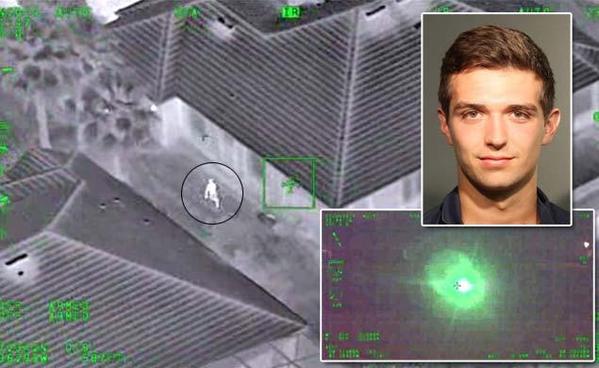 بالفيديو ..  مراهق يوجه أشعة الليزر على طائرة مروحية  كاد يتسبب مقتل جميع ركابها