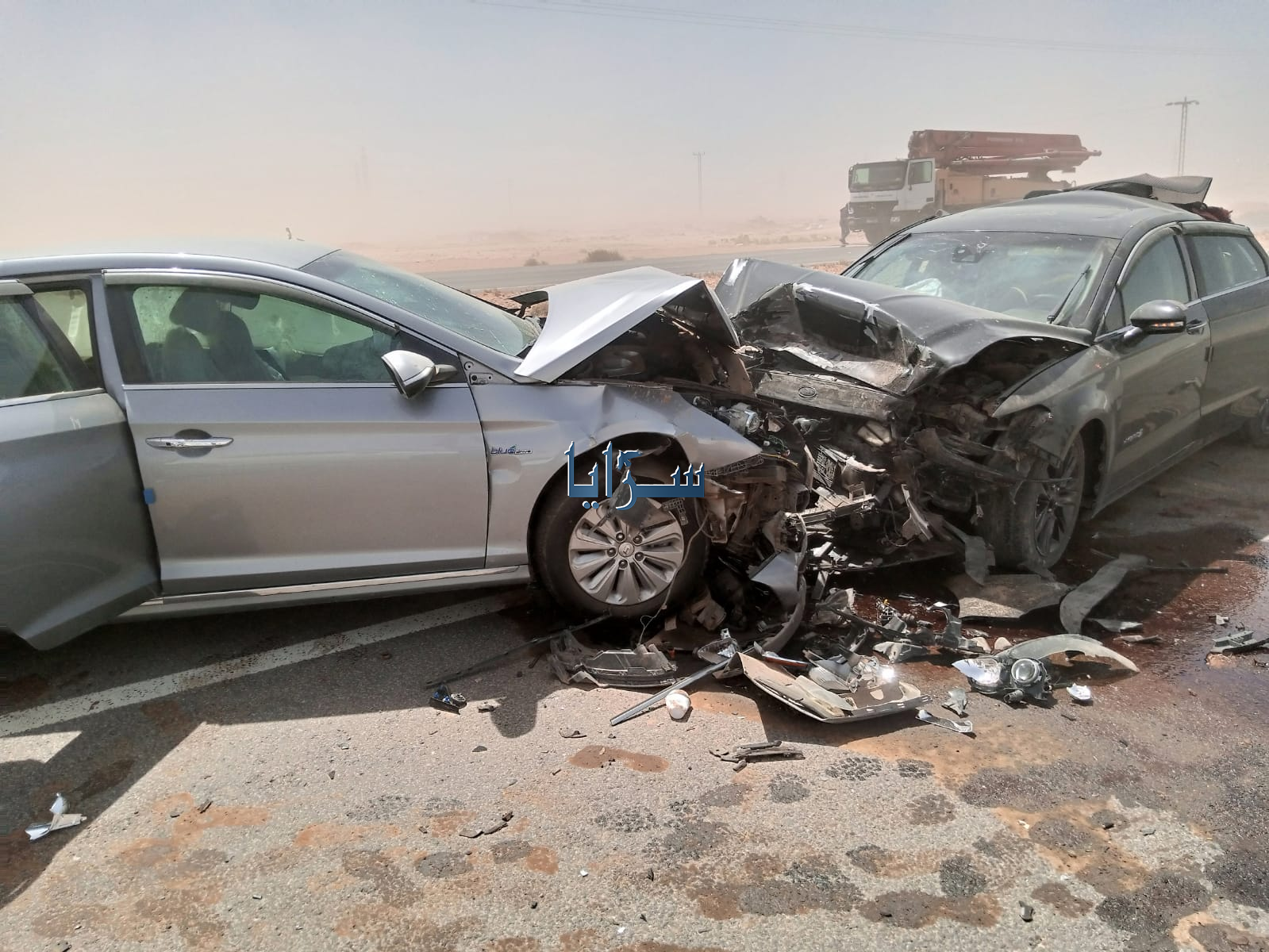بالفيديو :7 إصابات في حادث مروع على طريق ضبعة بسبب الغبار الكثيف