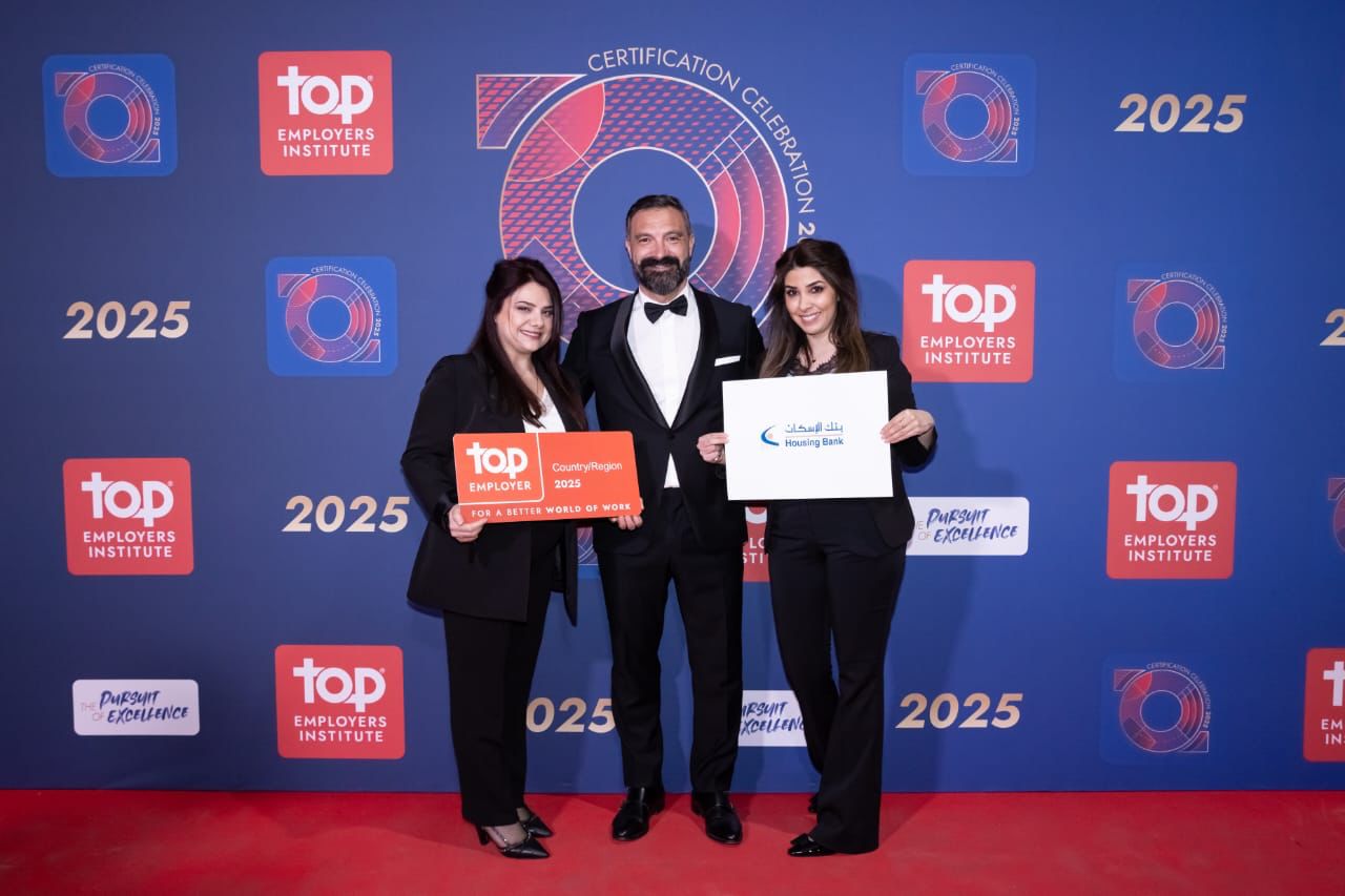 بنك الإسكان "Top Employer Jordan 2025" للعام الثالث على التوالي 