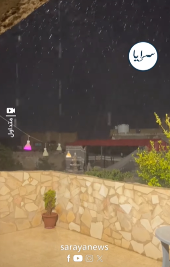 أمطار الخير تتساقط بغزارة في لواء الموقر ..   فيديو