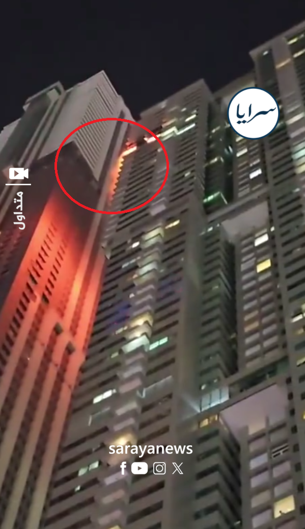 بالفيديو  ..  مسيرة تستهدف شقة في فندق بريمير دبي