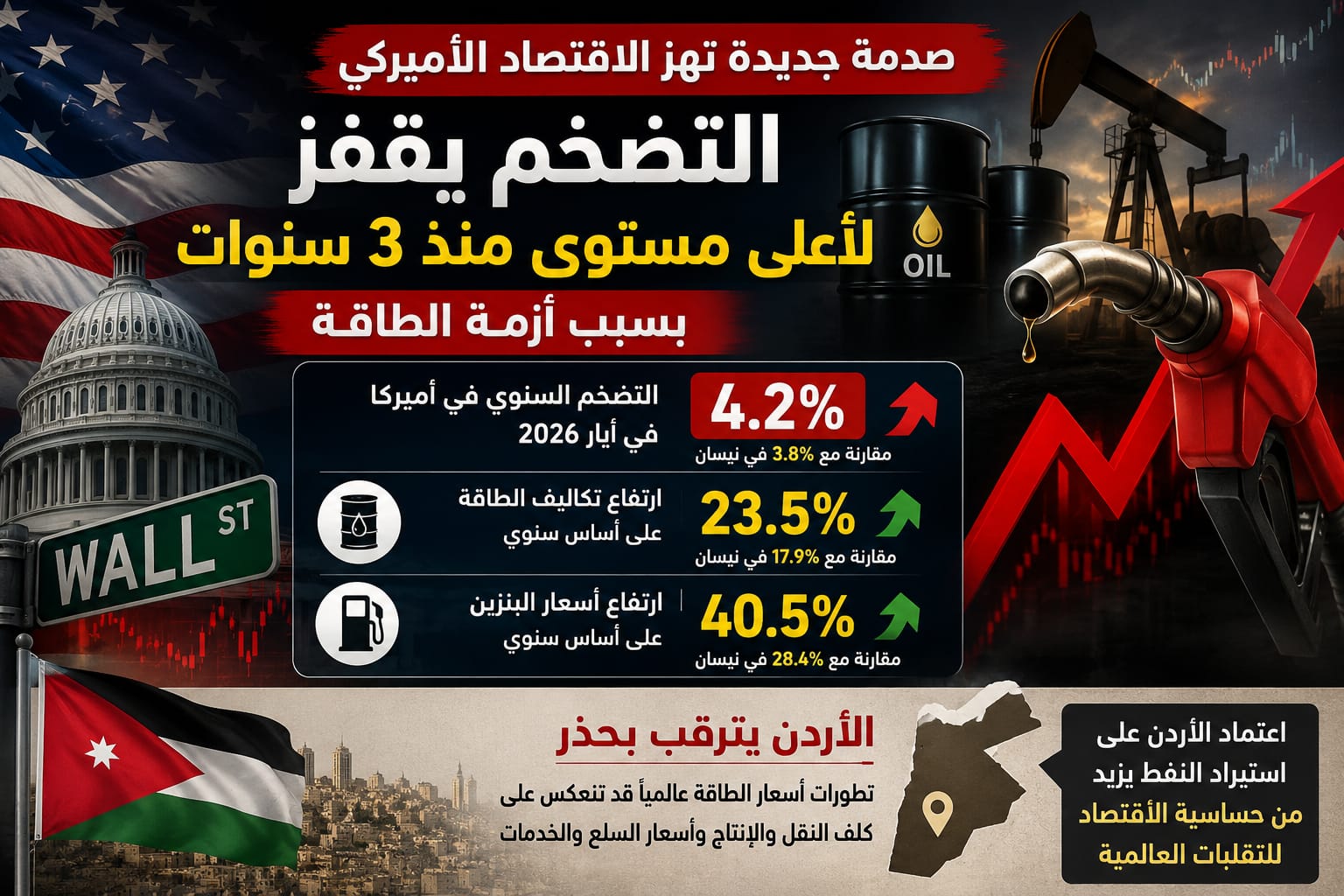 هل تتأثر الأسواق الأردنية؟ ..  عاصفة تضخم تضرب الولايات المتحدة .. تفاصيل