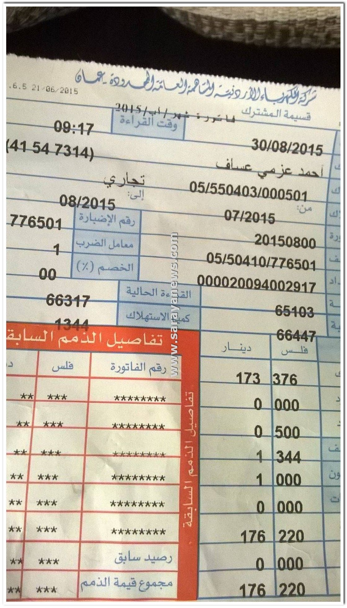 شكاوي على شركة الكهرباء الأردنية  ..  عدم مطابقة قيمة الفواتير مع كمية الإستهلاك 
