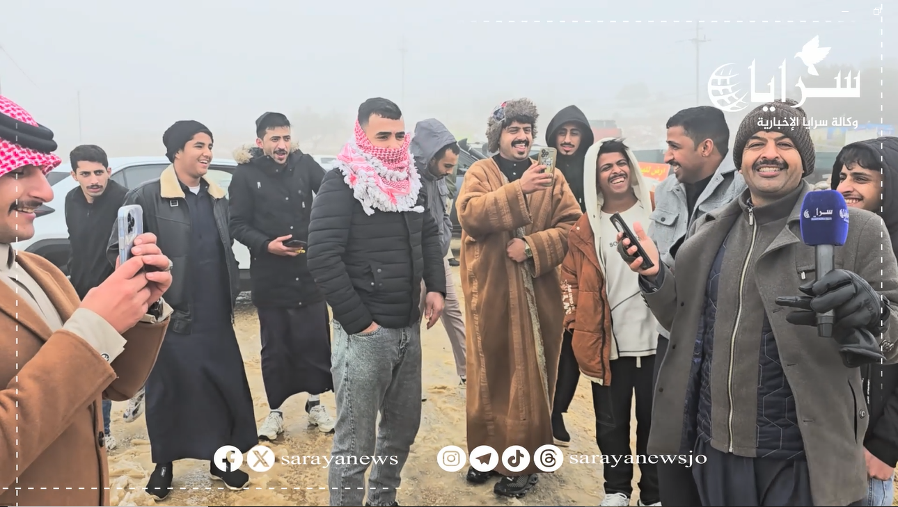 بالفيديو ..  سياح من السعودية يحتفلون بتساقط الثلوج في محافظة عجلون