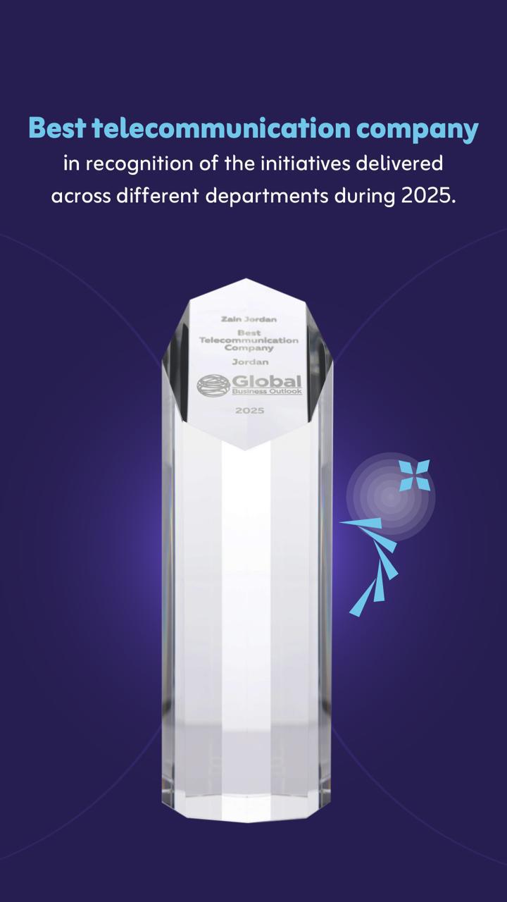 زين الأردن تحصل على جائزة أفضل شركة اتصالات ضمن جوائز Global Business Outlook Awards العالمية #سرايا 